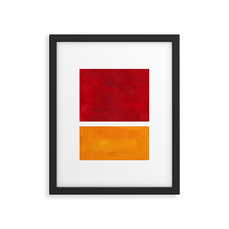 Burnt Red Yellow Ochre Mid Century Modern Abstract Minimalist Rothko Color Field Squares Framed Art Print Gallery Image 5