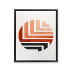 Burnt Sienna Circle Round Framed Mid Century Modern Aztec Geometric Pattern Maze Framed Canvas Print Gallery Image 6