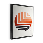Burnt Sienna Circle Round Framed Mid Century Modern Aztec Geometric Pattern Maze Framed Canvas Print Gallery Image 2