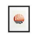 Burnt Sienna Circle Round Framed Mid Century Modern Aztec Geometric Pattern Maze Framed Art Print Gallery Image 5