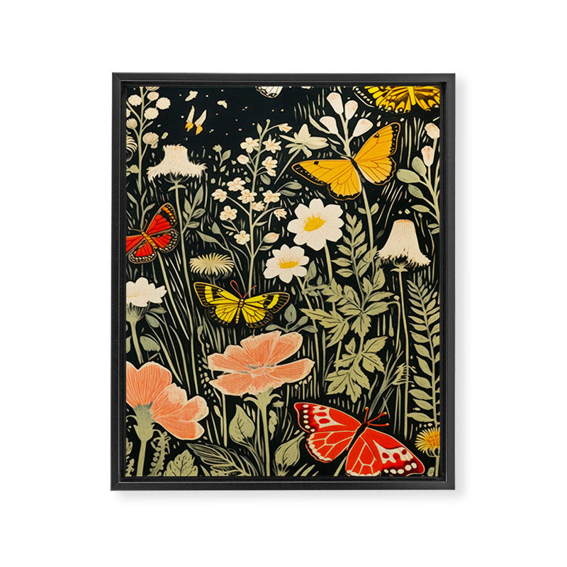 Butterfly Night Garden Framed Canvas Print Gallery Image 6