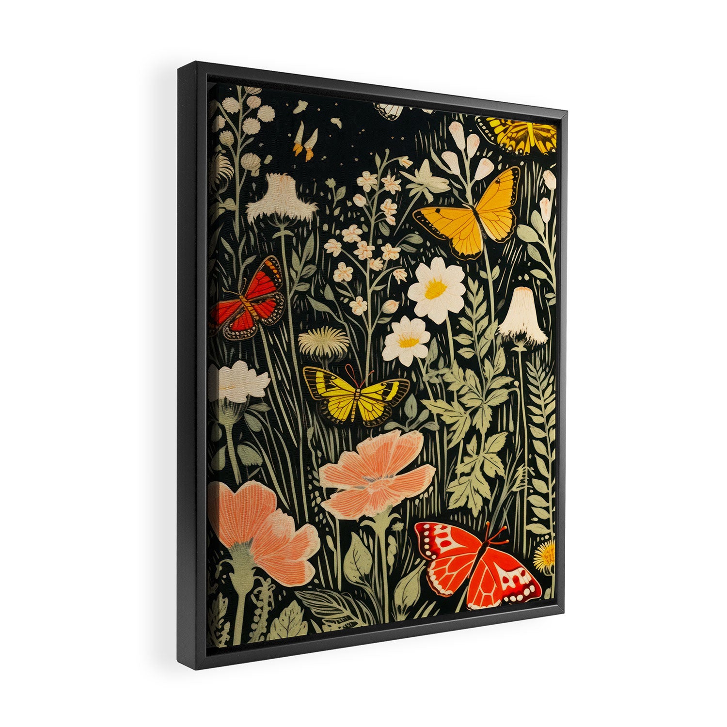 Butterfly Night Garden Framed Canvas Print Gallery Image 2