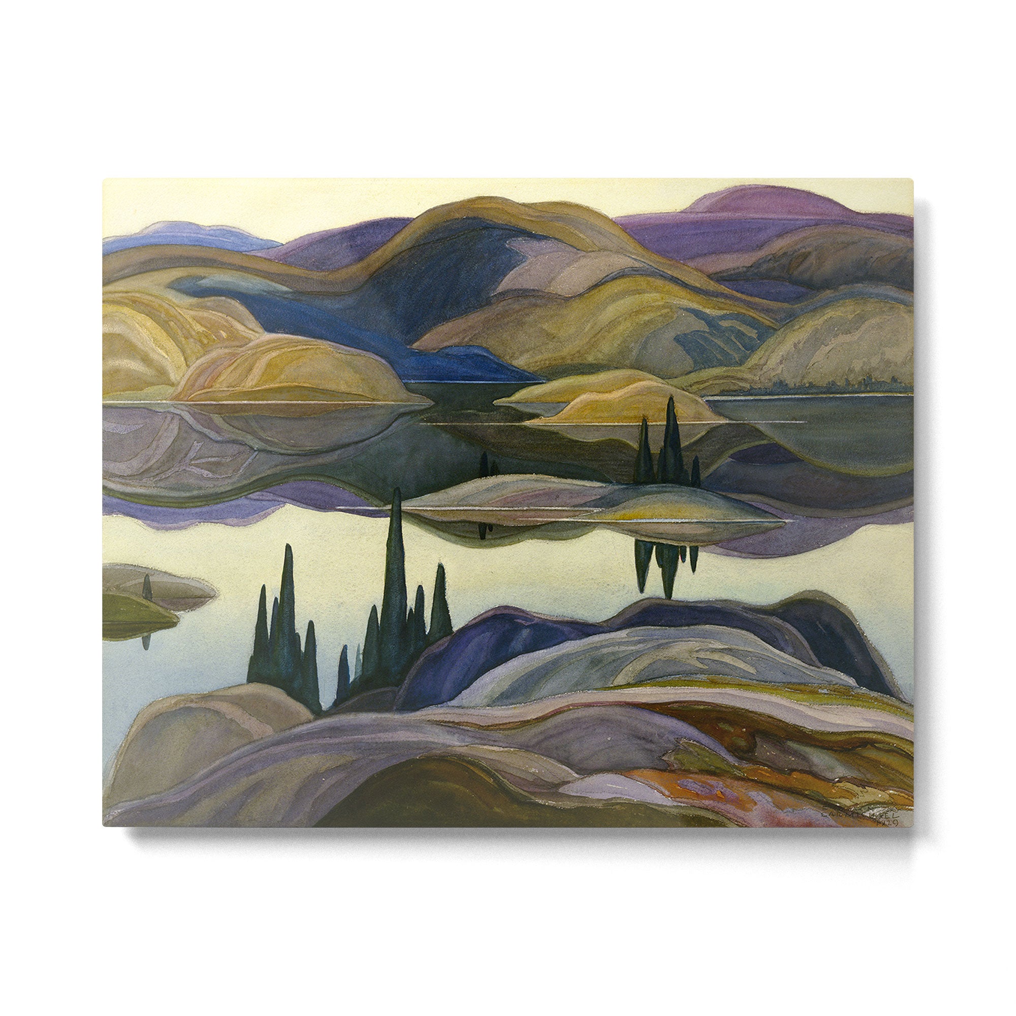 Canadian Landscape Franklin Carmichael Art Nouveau Post-Impressionism Mirror Lake Metal Print Gallery Image 4