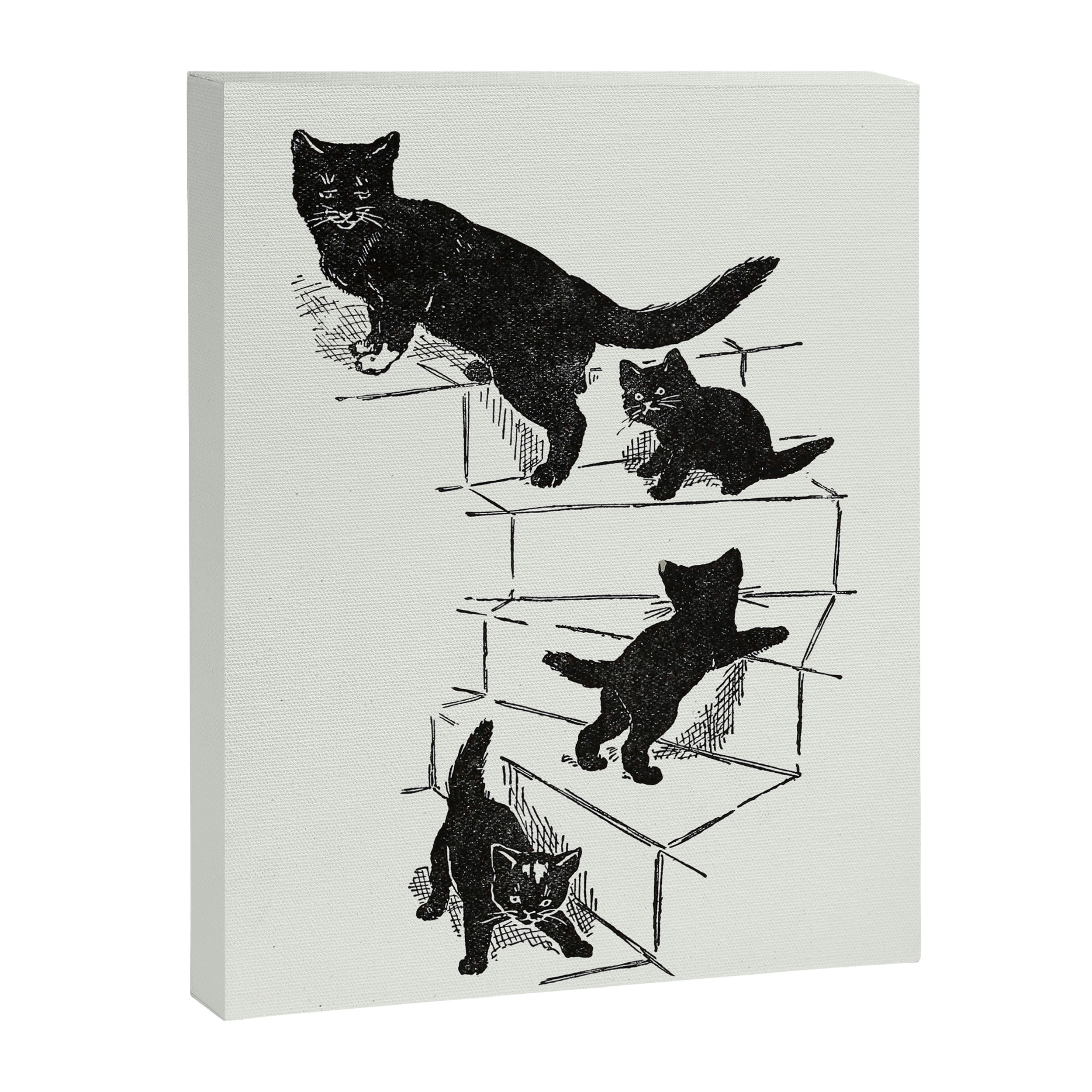 Cat With Kitten On Stairs Canvas Print Gallery Image 6