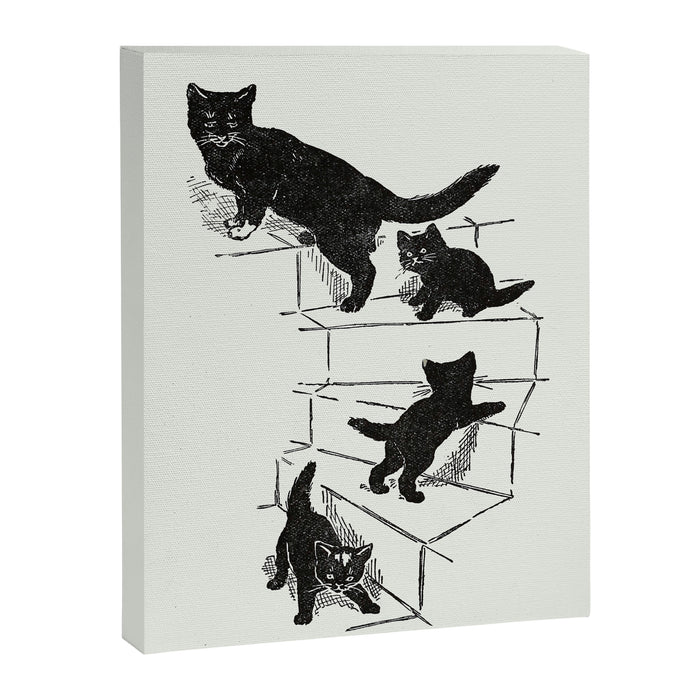 Cat With Kitten On Stairs Canvas Print Gallery Image 1