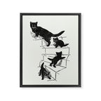 Cat With Kitten On Stairs Framed Canvas Print Gallery Image 6