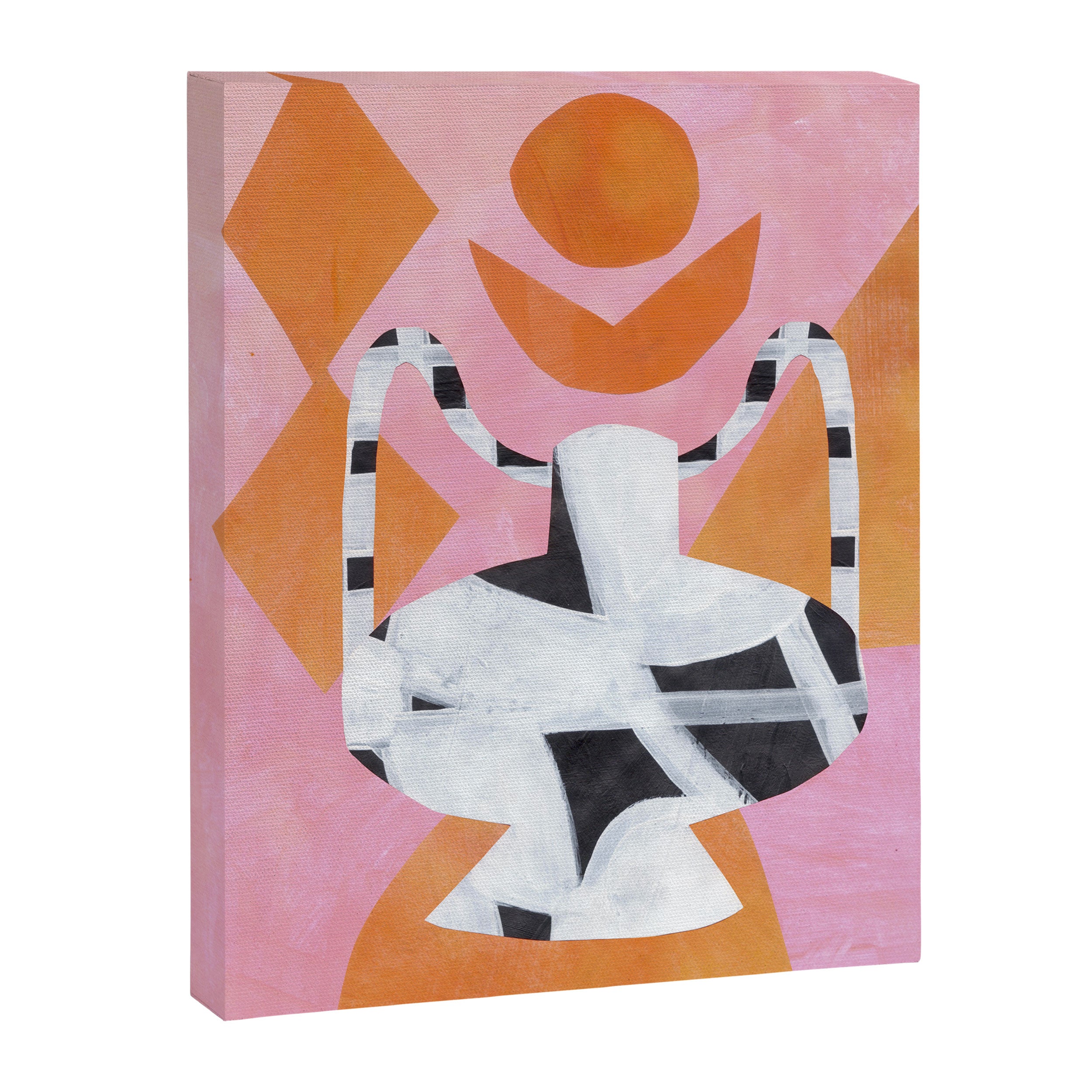 Checkered Urn Pink Orange Geometric Background Canvas Print Gallery Image 6