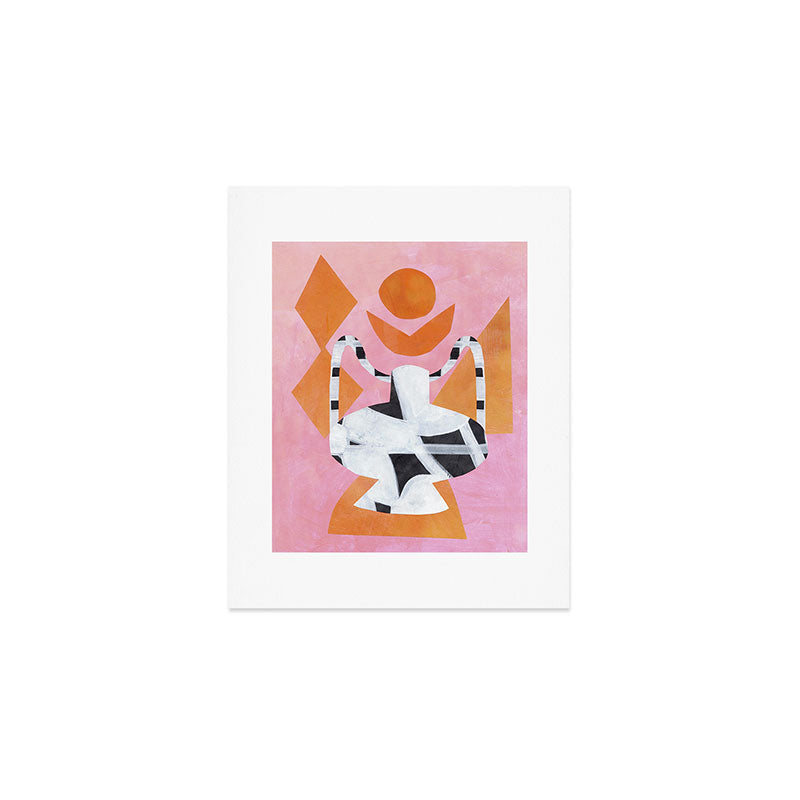 Checkered Urn Pink Orange Geometric Background Art Print Gallery Image 1