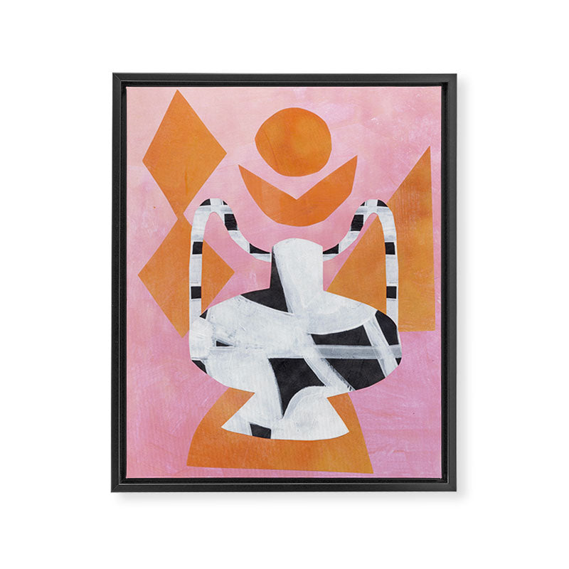 Checkered Urn Pink Orange Geometric Background Framed Canvas Print Gallery Image 6