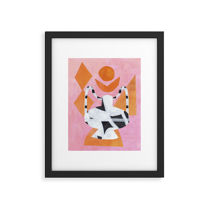 Checkered Urn Pink Orange Geometric Background Framed Art Print Gallery Image 5