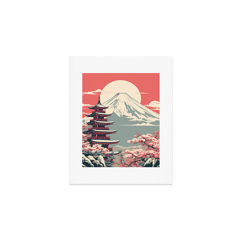 Cherry Blossom Fuji Shrine Art Print Gallery Image 1