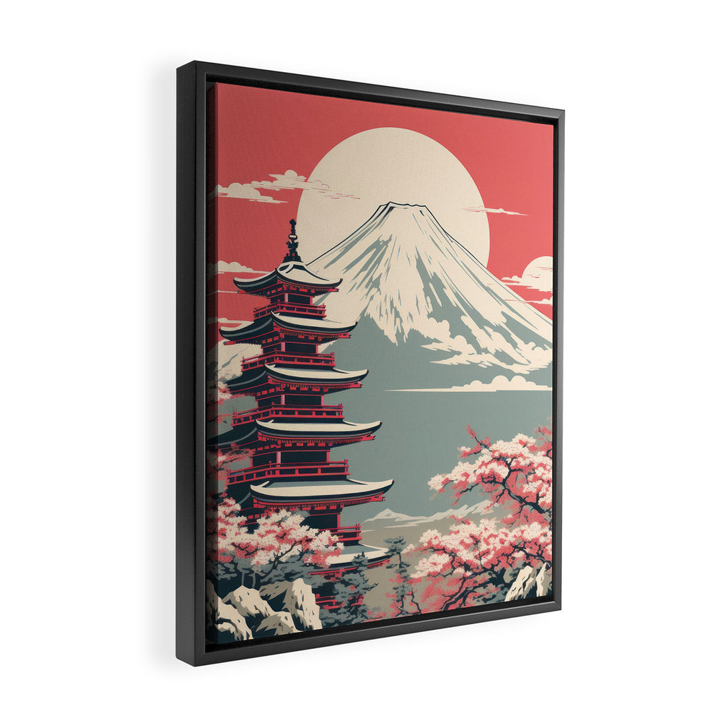 Cherry Blossom Fuji Shrine Framed Canvas Print Gallery Image 2