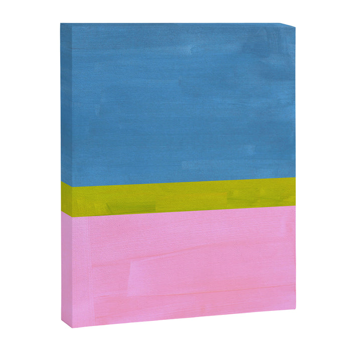 Childhood Dreams Sky Blue Lime Green Pastel Pink Colorfield  Canvas Print Gallery Image 1