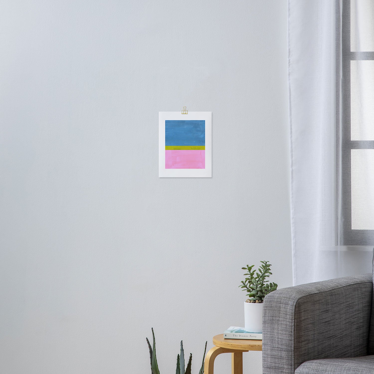 Childhood Dreams Sky Blue Lime Green Pastel Pink Colorfield  Art Print Gallery Image 3