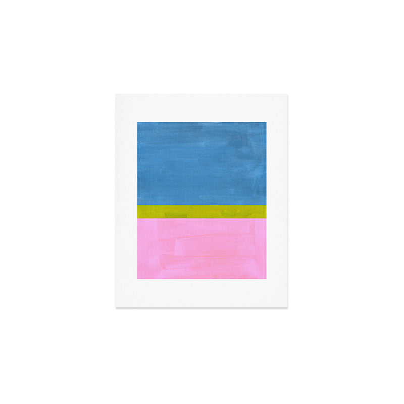Childhood Dreams Sky Blue Lime Green Pastel Pink Colorfield  Art Print Gallery Image 1