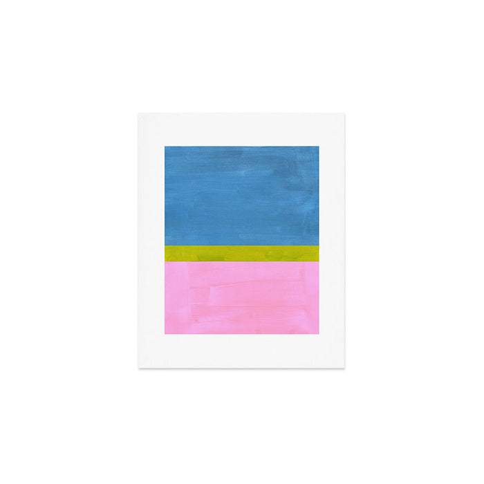 Childhood Dreams Sky Blue Lime Green Pastel Pink Colorfield  Art Print Gallery Image 1