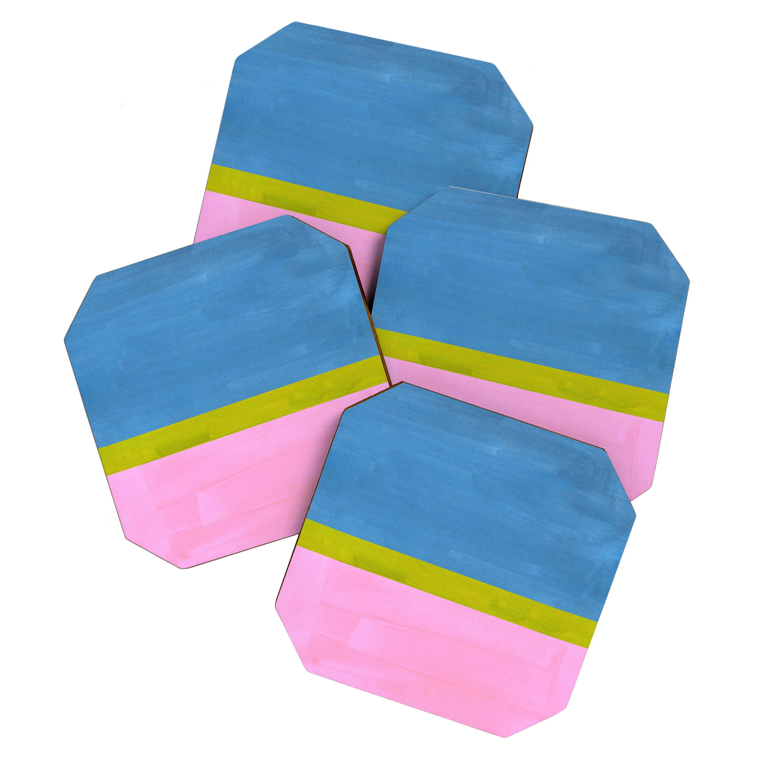 Childhood Dreams Sky Blue Lime Green Pastel Pink Colorfield  Coaster Gallery Image 1