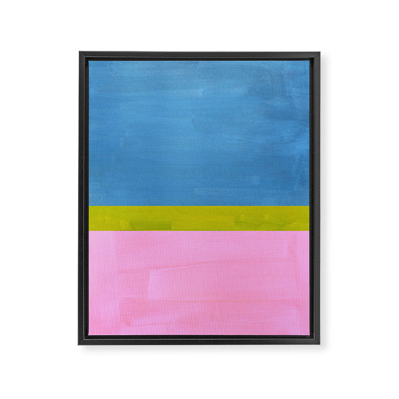 Childhood Dreams Sky Blue Lime Green Pastel Pink Colorfield  Framed Canvas Print Gallery Image 6