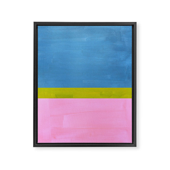 Childhood Dreams Sky Blue Lime Green Pastel Pink Colorfield  Framed Canvas Print Gallery Image 1