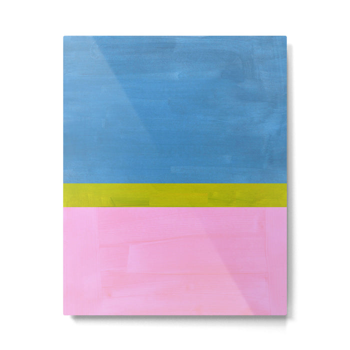 Childhood Dreams Sky Blue Lime Green Pastel Pink Colorfield  Metal Print Gallery Image 1