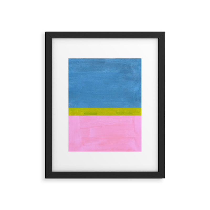 Childhood Dreams Sky Blue Lime Green Pastel Pink Colorfield  Framed Art Print Gallery Image 5