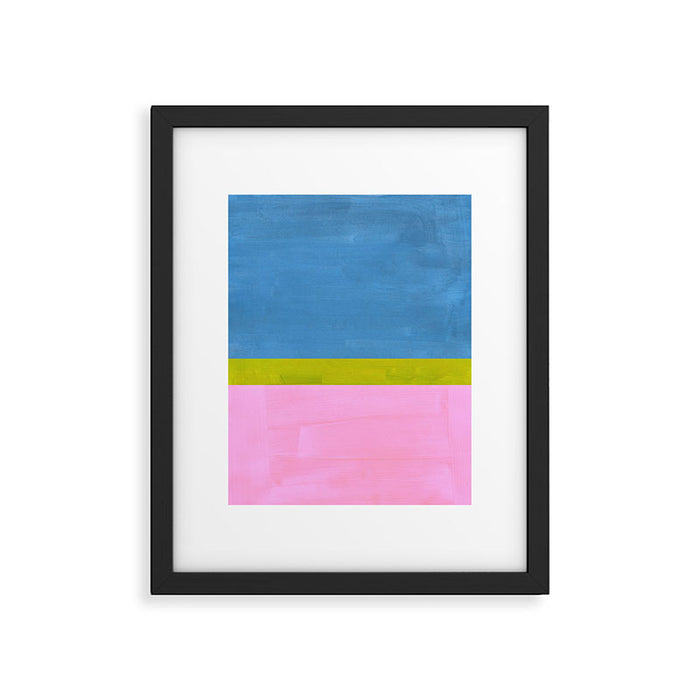 Childhood Dreams Sky Blue Lime Green Pastel Pink Colorfield  Framed Art Print Gallery Image 1