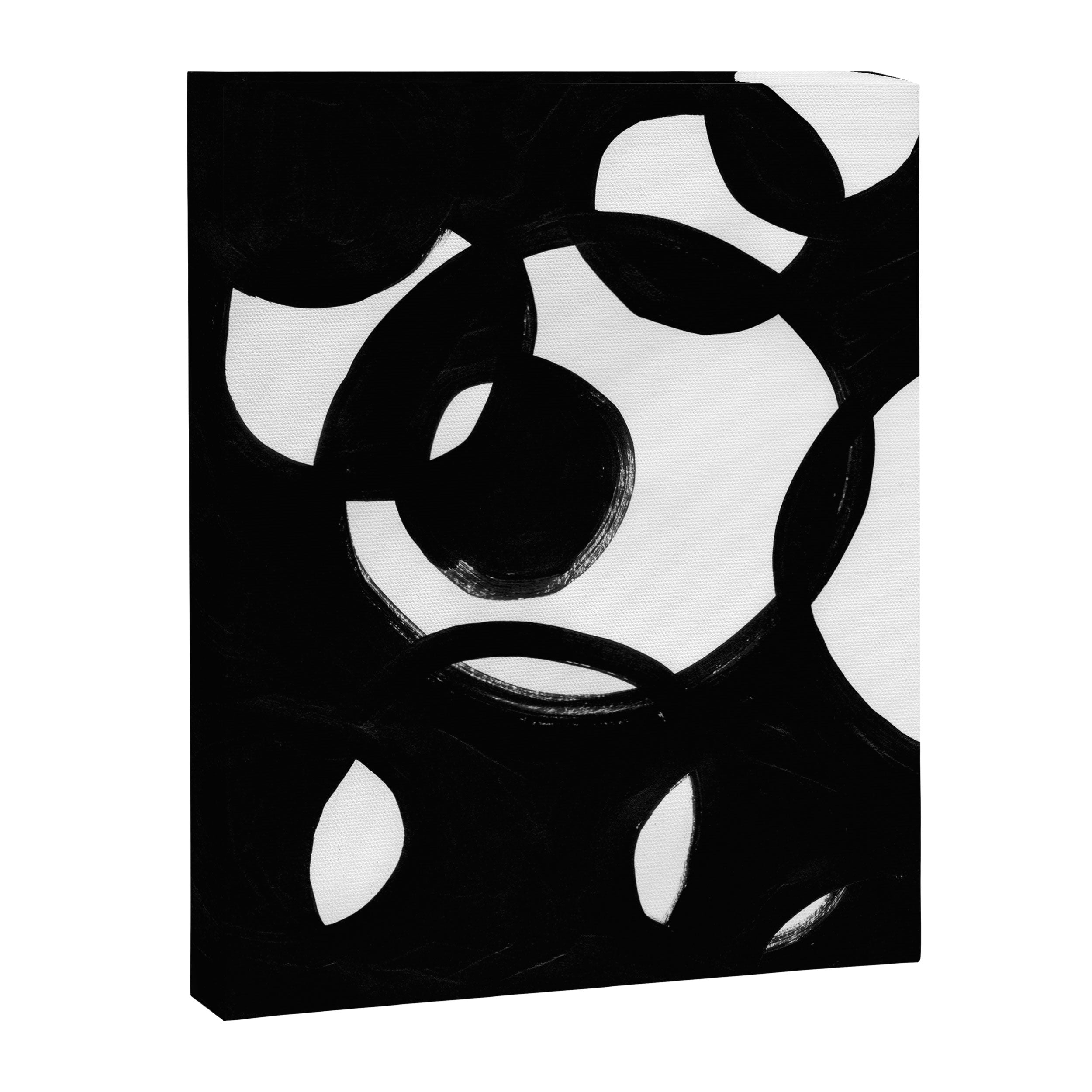 Circle Spirals Black & White Minimalist Ink Tribal Mid Century Pattern Dark Painting Pattern Canvas Print Gallery Image 6