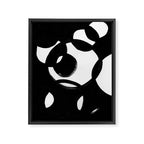 Circle Spirals Black & White Minimalist Ink Tribal Mid Century Pattern Dark Painting Pattern Framed Canvas Print Gallery Image 6