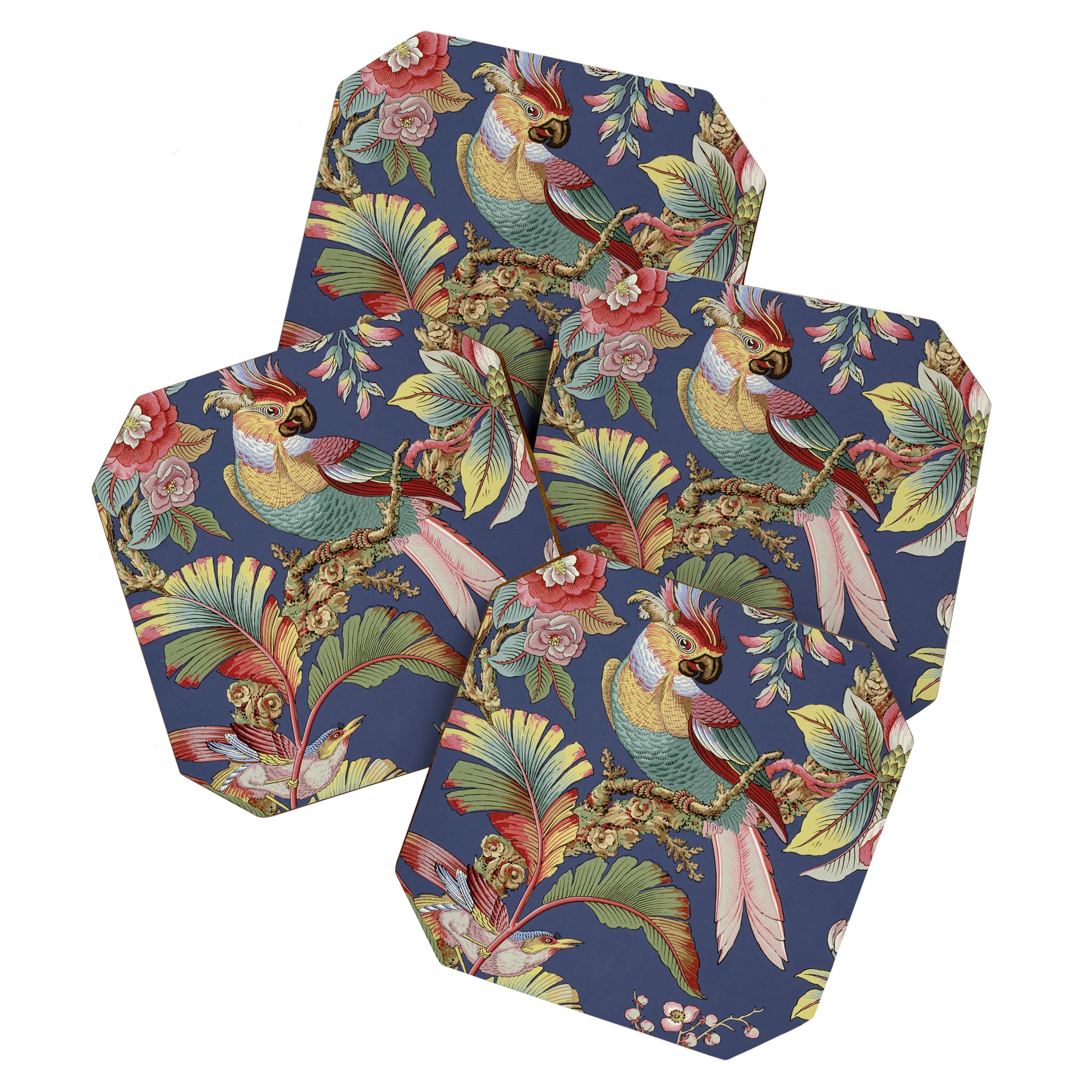 Classic Antique Floral Bird Pattern Coaster Gallery Image 1