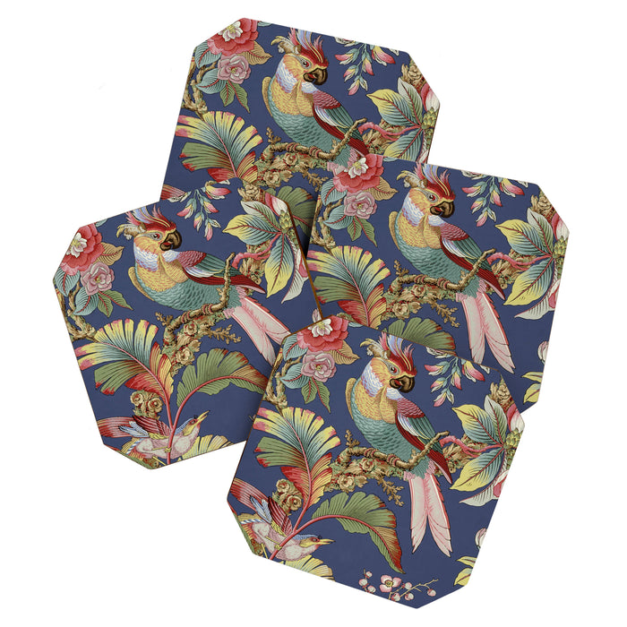 Classic Antique Floral Bird Pattern Coaster Gallery Image 1
