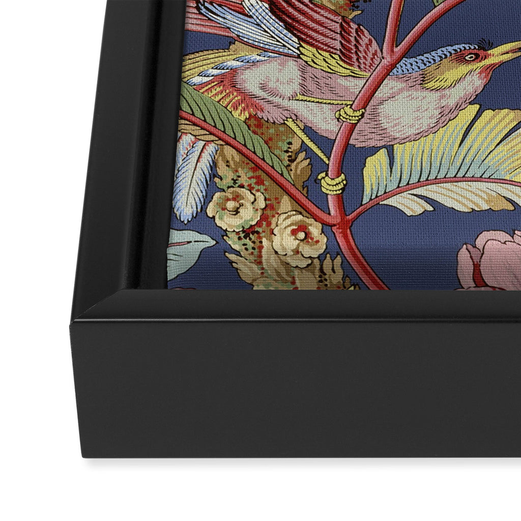 Classic Antique Floral Bird Pattern Framed Canvas Print Gallery Image 3