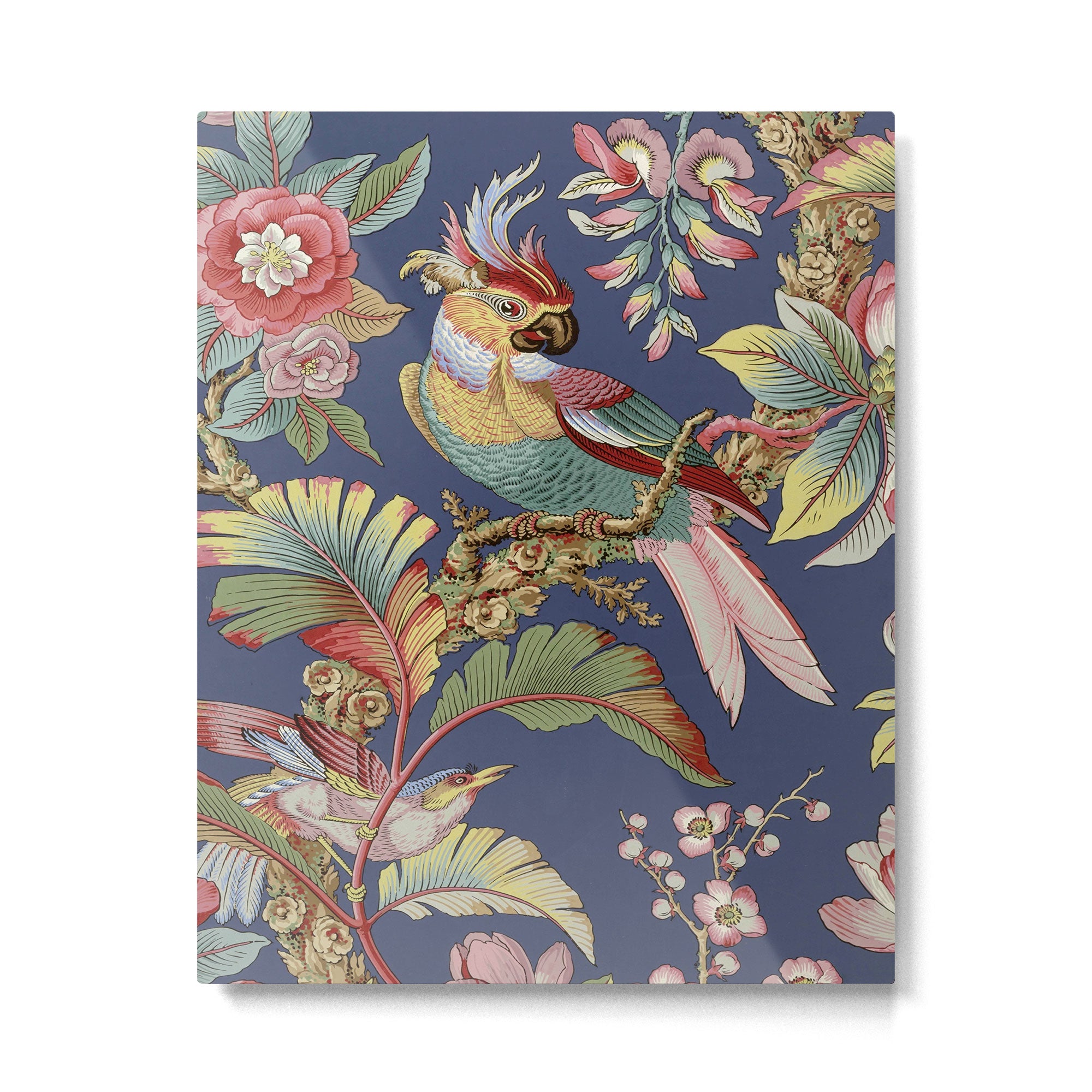 Classic Antique Floral Bird Pattern Metal Print Gallery Image 4