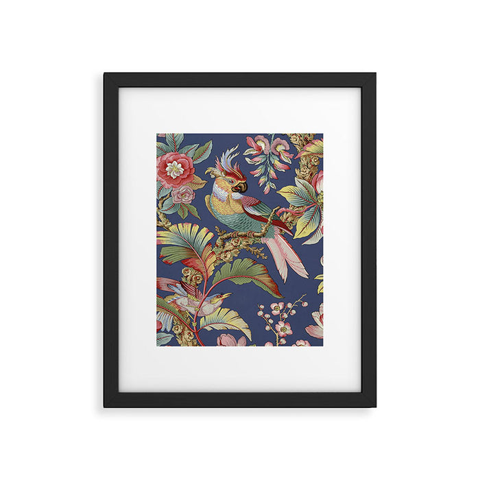 Classic Antique Floral Bird Pattern Framed Art Print Gallery Image 1