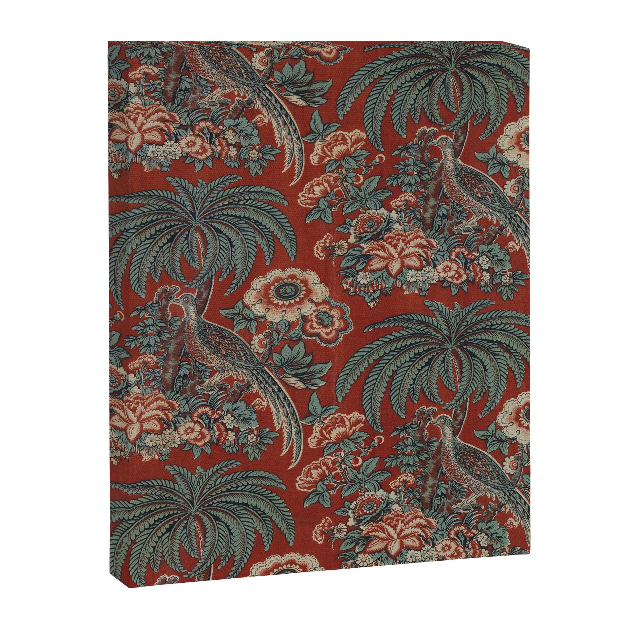 Classic Chinese Chinoiserie Floral Bird Pattern Red Canvas Print Gallery Image 6