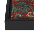 Classic Chinese Chinoiserie Floral Bird Pattern Red Framed Canvas Print Gallery Image 3
