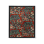 Classic Chinese Chinoiserie Floral Bird Pattern Red Framed Canvas Print Gallery Image 6