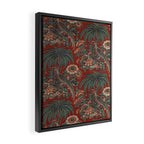 Classic Chinese Chinoiserie Floral Bird Pattern Red Framed Canvas Print Gallery Image 2