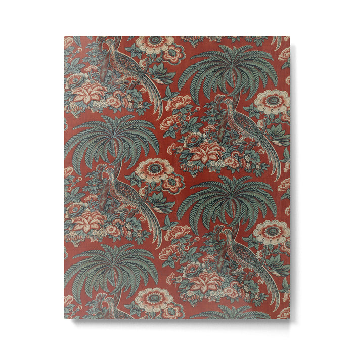 Classic Chinese Chinoiserie Floral Bird Pattern Red Metal Print Gallery Image 1
