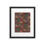 Classic Chinese Chinoiserie Floral Bird Pattern Red Framed Art Print Gallery Image 5
