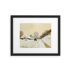 Claude Monet Impressionist Landscape Oil Painting A Cart on the Snowy Road at Honfleur Framed Art Print Gallery Image 5
