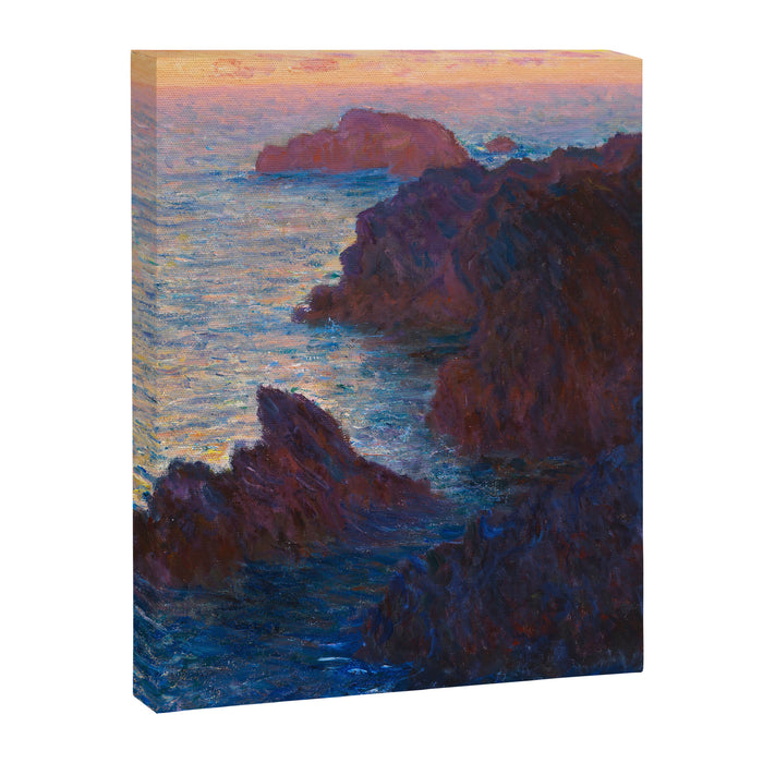 Claude Monet Impressionist Landscape Oil Painting Sunset At Sea Cliffs Ocean Cliff Landscape Canvas Print Gallery Image 1