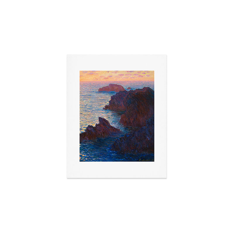 Claude Monet Impressionist Landscape Oil Painting Sunset At Sea Cliffs Ocean Cliff Landscape Art Print Gallery Image 1