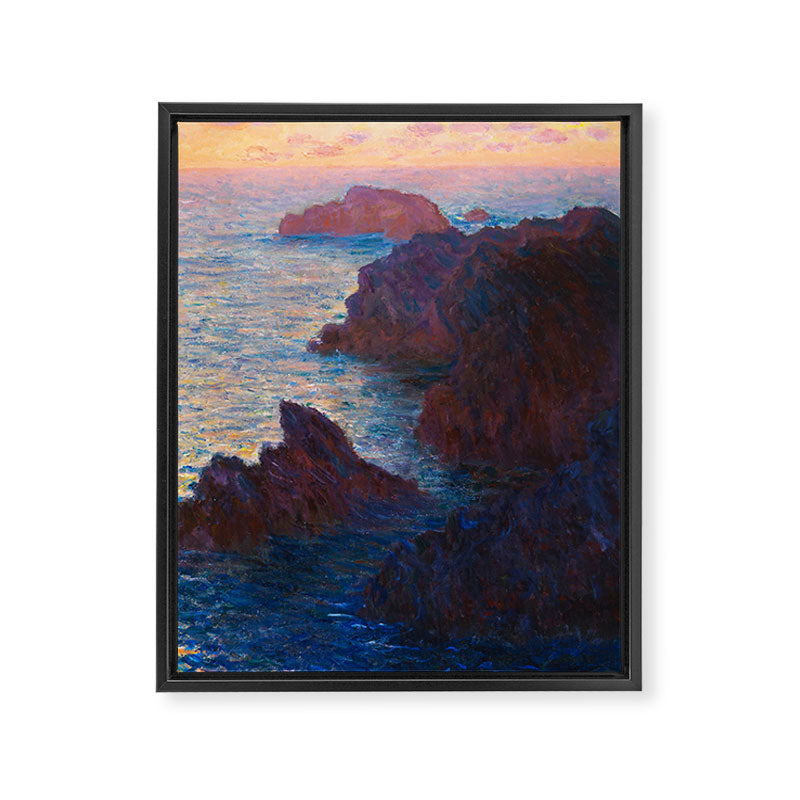 Claude Monet Impressionist Landscape Oil Painting Sunset At Sea Cliffs Ocean Cliff Landscape Framed Canvas Print Gallery Image 6