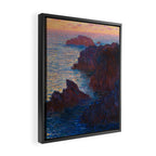 Claude Monet Impressionist Landscape Oil Painting Sunset At Sea Cliffs Ocean Cliff Landscape Framed Canvas Print Gallery Image 2