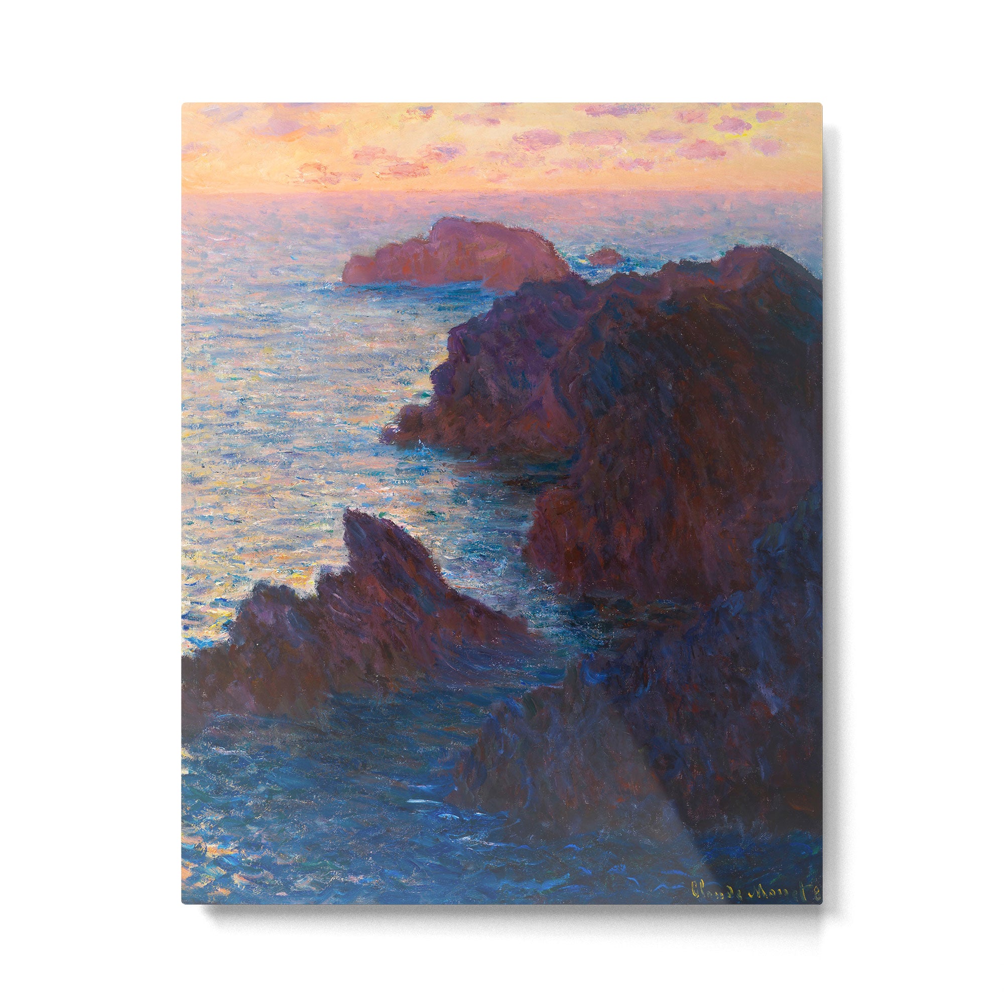 Claude Monet Impressionist Landscape Oil Painting Sunset At Sea Cliffs Ocean Cliff Landscape Metal Print Gallery Image 4