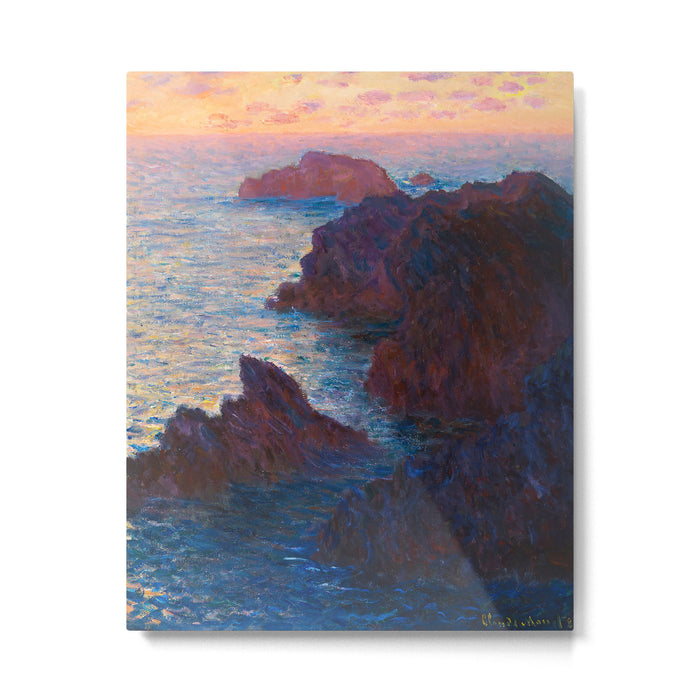 Claude Monet Impressionist Landscape Oil Painting Sunset At Sea Cliffs Ocean Cliff Landscape Metal Print Gallery Image 1