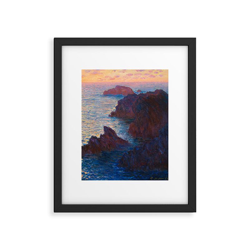 Claude Monet Impressionist Landscape Oil Painting Sunset At Sea Cliffs Ocean Cliff Landscape Framed Art Print Gallery Image 5
