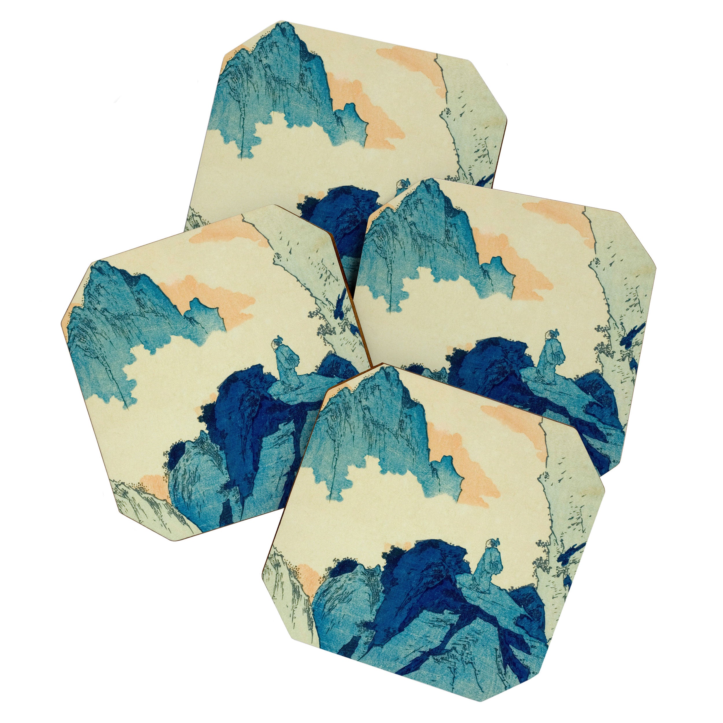 Climbing a mountain in Liuzhou Totoya Hokkei Japanese, 1780-1850  Coaster Gallery Image 1