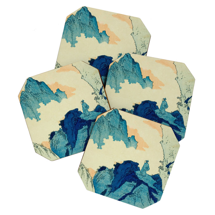 Climbing a mountain in Liuzhou Totoya Hokkei Japanese, 1780-1850  Coaster Gallery Image 1