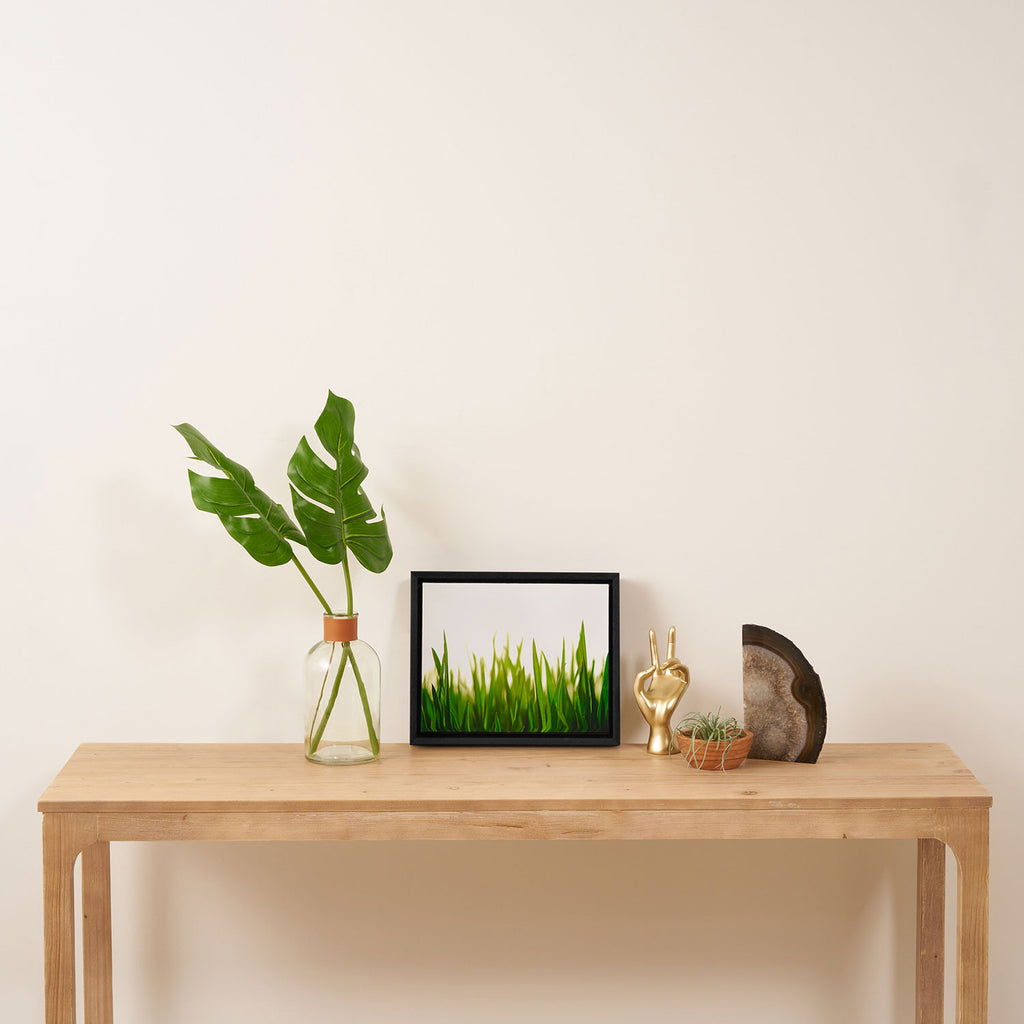 Close Up Of Green Blades Of Grass Framed Canvas Print Gallery Image 4